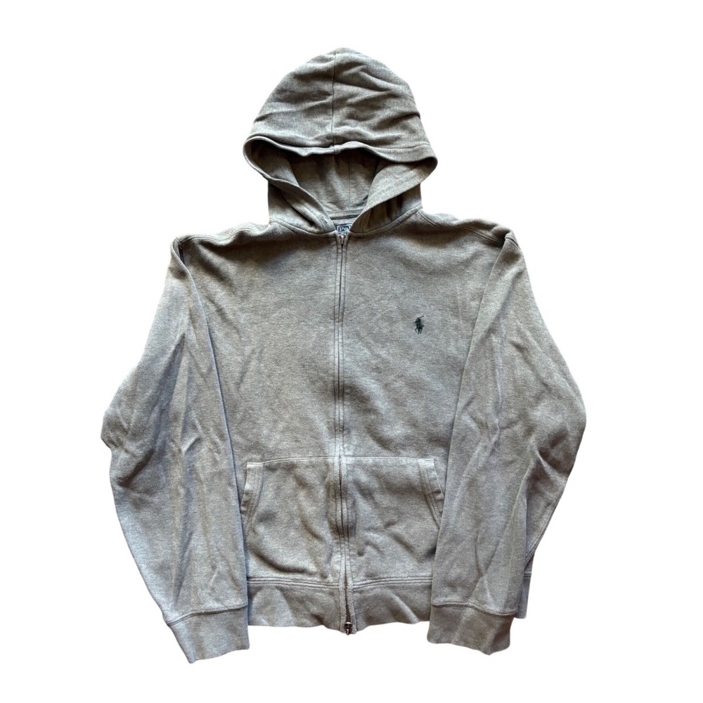 Vintage Polo Ralph Lauren Grey Zip Up Hoodie Size XL